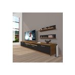Decoraktiv Eko 200R Mdf Krom Ayaklı Ceviz Siyah Tv Ünitesi