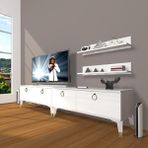 Decoraktiv Eko 200T Mdf Gold Parlak Beyaz Tv Sehpa Ünitesi