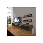Decoraktiv EKO 220R MDF Krom Ayaklı Ceviz - Siyah TV Sehpası