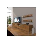 Decoraktiv EKO 220R MDF Krom Ayaklı Naturel Ceviz TV Sehpası