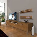 Decoraktiv EKO 220R SLM Krom Ayaklı Naturel Ceviz TV Sehpası
