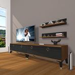 Decoraktiv Eko 220T Mdf Gold Ceviz Siyah Tv Ünitesi