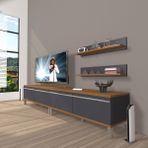 Decoraktiv Eko 220T Mdf Krom Ayaklı Ceviz Antrasit Tv Ünitesi