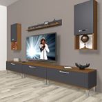 Decoraktiv Eko 270DA Mdf Krom Ayaklı Ceviz Antrasit Tv Ünitesi