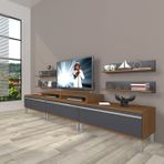 Decoraktiv Eko 270R Mdf Krom Ayaklı Ceviz Antrasit Tv Ünitesi