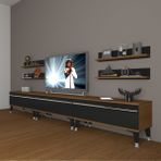 Decoraktiv Eko 270R Mdf Silver Ceviz Siyah Tv Ünitesi