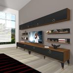 Decoraktiv Eko 360Y Mdf Gold Ceviz Siyah Tv Ünitesi