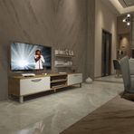 Decoraktiv EKO 4 Mdf Dvd Beyaz Pera Krom Ayaklı Tv Ünitesi