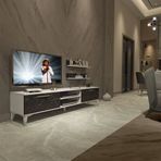 Decoraktiv EKO 4 Mdf Dvd Beyaz Siyah Mermer Silver Tv Ünitesi