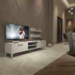 Decoraktiv Eko 4 Mdf Dvd Silver Parlak Beyaz Tv Sehpa Ünitesi