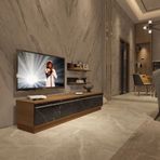 Decoraktiv Eko 4b Mdf Std Tv Ünitesi Tv Sehpası Ceviz Siyah Mermer