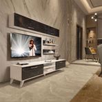 Decoraktiv EKO 5 Mdf Dvd Beyaz Siyah Mermer Retro Tv Ünitesi