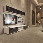 Decoraktiv EKO 5 Mdf Dvd Beyaz Siyah Mermer Tv Ünitesi