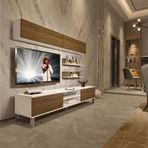 Decoraktiv EKO 5 Mdf Dvd Pera Beyaz Krom Ayaklı Tv Ünitesi