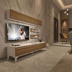 Decoraktiv EKO 5 Mdf Std Beyaz Pera Silver Tv Ünitesi