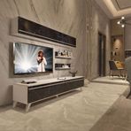 Decoraktiv EKO 5 Mdf Std Beyaz Siyah Mermer Retro Tv Ünitesi