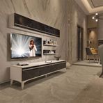 Decoraktiv EKO 5 Mdf Std Beyaz Siyah Mermer Silver Tv Ünitesi