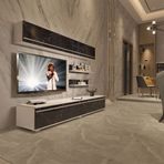 Decoraktiv EKO 5 Mdf Std Beyaz Siyah Mermer Tv Ünitesi