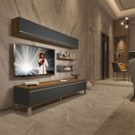 Decoraktiv EKO 5 Mdf Std Pera Antrasit Krom Ayaklı Tv Ünitesi