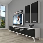 Decoraktiv Eko 5200D Mdf Retro Beyaz Siyah Tv Sehpa Ünitesi