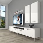Decoraktiv Eko 5200D Slm Krom Ayaklı Parlak Beyaz Tv Sehpa Ünitesi