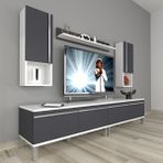 Decoraktiv Eko 5220TA Mdf Krom Ayaklı Beyaz Antrasit Tv Sehpa Ünitesi