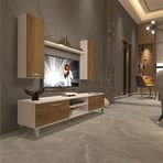 Decoraktiv EKO 5D Mdf Dvd Beyaz Pera Krom Ayaklı Tv Ünitesi