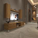 Decoraktiv EKO 5D Mdf Dvd Naturel Pera Krom Ayaklı Tv Ünitesi