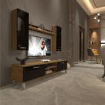 Decoraktiv EKO 5D Mdf Dvd Pera Siyah Krom Ayaklı Tv Ünitesi