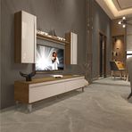 Decoraktiv EKO 5D Mdf Std Pera Beyaz Krom Ayaklı Tv Ünitesi
