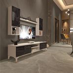 Decoraktiv EKO 5DA Mdf Dvd Beyaz Siyah Mermer Gold Tv Ünitesi