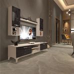 Decoraktiv EKO 5DA Mdf Dvd Beyaz Siyah Mermer Silver Tv Ünitesi
