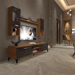 Decoraktiv EKO 5DA Mdf Dvd Ceviz Siyah Mermer Silver Tv Ünitesi