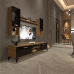 Decoraktiv EKO 5DA Mdf Dvd Pera Siyah Silver Tv Ünitesi
