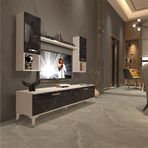 Decoraktiv EKO 5DA Mdf Std Beyaz Siyah Mermer Silver Tv Ünitesi