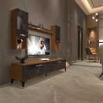 Decoraktiv EKO 5DA Mdf Std Ceviz Siyah Mermer Silver Tv Ünitesi
