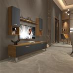Decoraktiv EKO 5DA Mdf Std Pera Antrasit Krom Ayaklı Tv Ünitesi