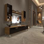 Decoraktiv EKO 5DA Mdf Std Pera Siyah Krom Ayaklı Tv Ünitesi