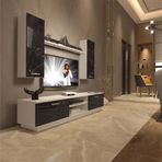 Decoraktiv EKO 5DB Mdf Dvd Beyaz Siyah Mermer Tv Ünitesi