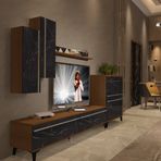Decoraktiv Eko 6 Mdf Std Silver Tv Ünitesi Tv Sehpası - Ceviz Siyah Mermer