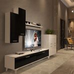 Decoraktiv Eko 6 Slm Std Silver Beyaz Siyah Tv Sehpa Ünitesi