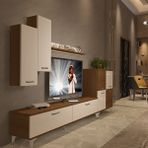 Decoraktiv Eko 6 Slm Std Silver Ceviz Beyaz Tv Sehpa Ünitesi