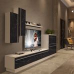 Decoraktiv Eko 6b Mdf Std Tv Ünitesi Tv Sehpası - Beyaz Siyah Mermer