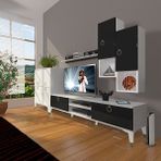 Decoraktiv Eko 6DA Mdf Dvd Gold Beyaz Siyah Tv Sehpa Ünitesi