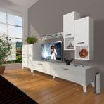 Decoraktiv Eko 6DA Slm Std Silver Parlak Beyaz Tv Sehpa Ünitesi