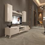 Decoraktiv Eko 7 MDF DVD Retro Parlak Beyaz Tv Ünitesi