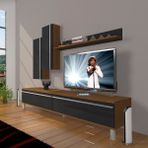 Decoraktiv Eko 7 MDF STD Krom Ayaklı Ceviz Siyah Tv Ünitesi