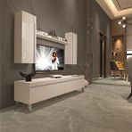 Decoraktiv Eko 7 MDF STD Krom Ayaklı Parlak Beyaz Tv Ünitesi