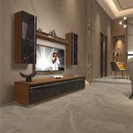 Decoraktiv Eko 7 Mdf Std Tv Ünitesi Tv Sehpası - Ceviz Siyah Mermer