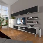 Decoraktiv Eko 8 SLM DVD Krom Ayaklı Beyaz Siyah Tv Ünitesi